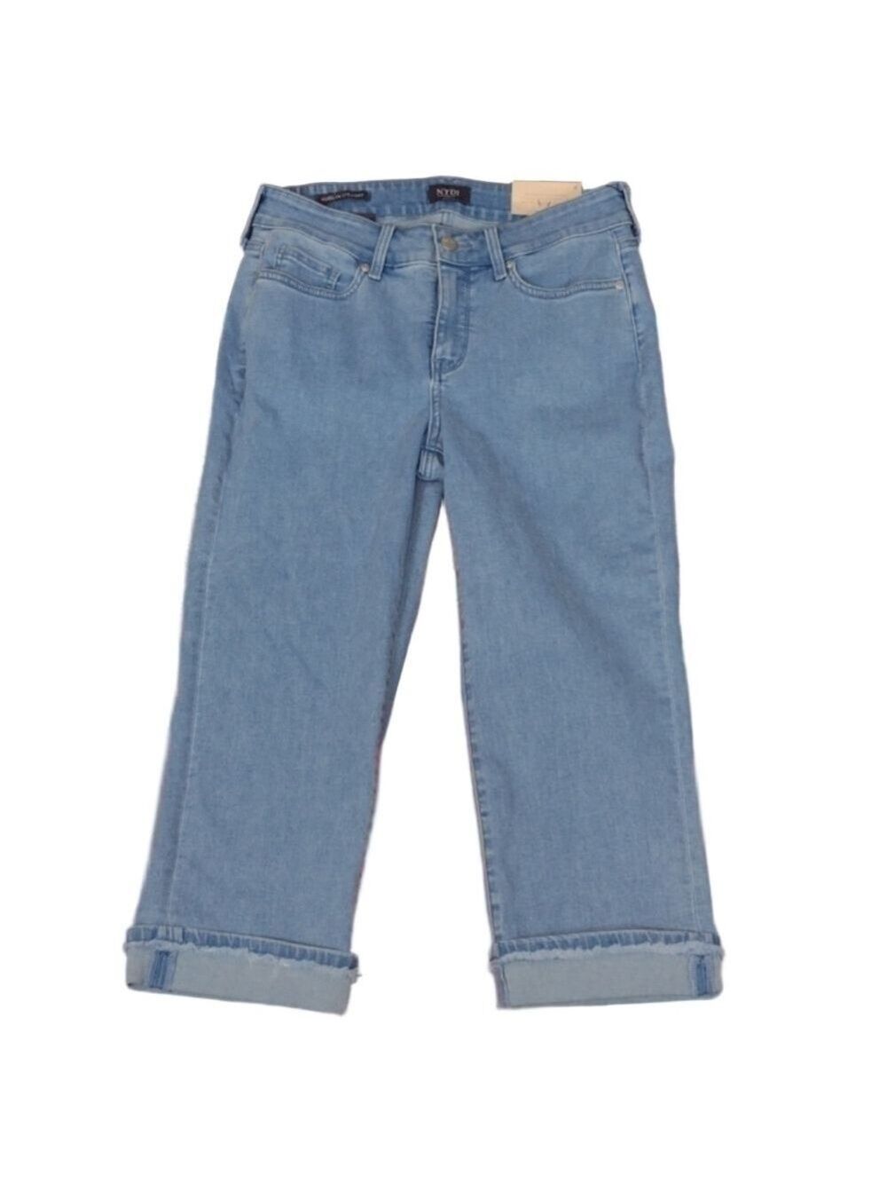 Nydj marilyn straight crop fray cuff jeans size 4